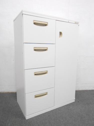 ■バーチカル4段＋片開き コンビキャビネット　■天板付　■ホワイト　■オカムラ　■SA収納システム　■F575TX-Z13
                                    中古
            