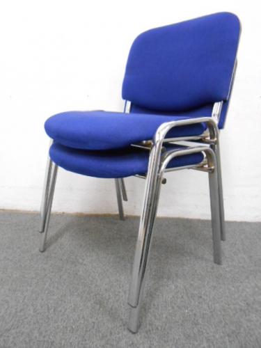 ■スタッキングチェア2脚セット　■ブルー（布）　■【セット商品】【会議チェア】
                                    中古
            