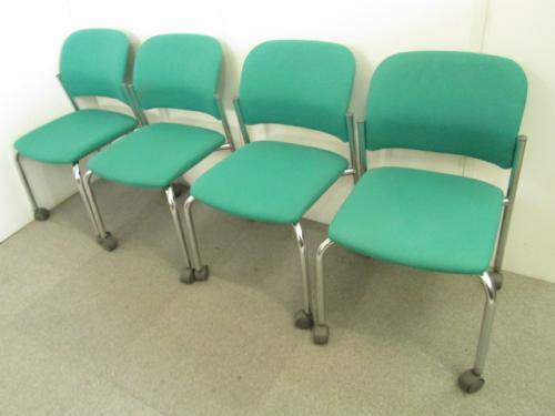 コクヨ　スタッキングチェア　キャスター付　グリーン【会議チェア】
                        
                                    中古
            