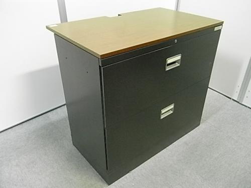 【お買い得品】2段ラテラル■オカムラ製■天板付き　ブラック 高さ820　〜希少な2段の引出し書庫〜【おつとめ品】
                                    中古
            