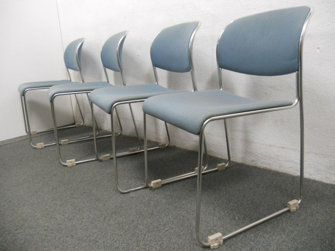 ■スタッキングチェア4脚セット　■ブルーグレー　■オカムラ
                        
                                    中古
            