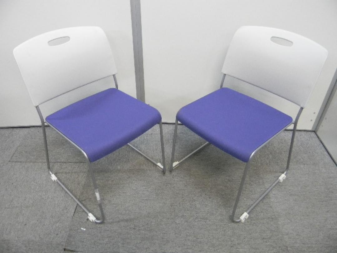 スタッキングチェア　2脚セット■　ブルー　スタッキング可能　〜セット価格でお買い得〜【セット商品】
                        MP-150
                                    中古
            