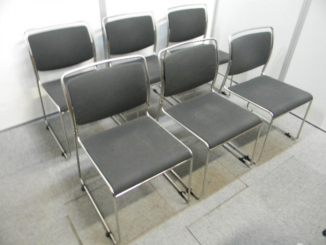 スタッキングチェア　6脚セット■　ブラック　〜シンプルな布張りチェア〜【セット商品】
                        
                                    中古
            