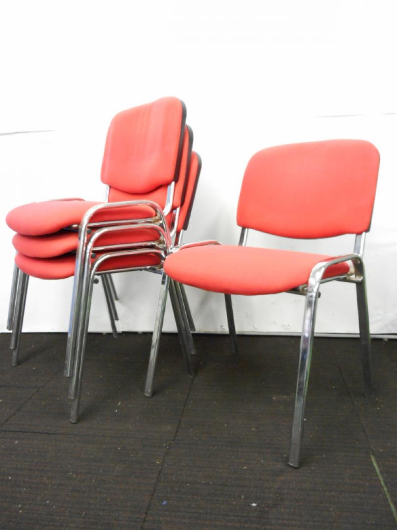【セット商品】スタッキングチェア4脚セット　レッド　会議用チェア　ミーティングチェア　【中古オフィス家具　事務椅子】
                        
                                    中古
            