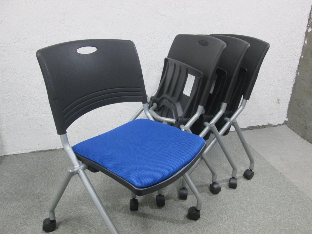 ネスティングチェア4脚セット｜ブルー×ブラック｜収納に便利な会議用チェアです！
                        
                                    中古
            