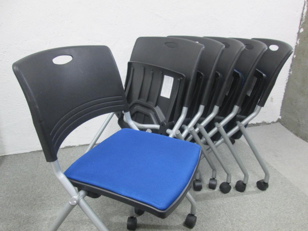 ネスティングチェア6脚セット｜ブルー×ブラック｜収納に便利な会議用チェアです！
                        
                                    中古
            