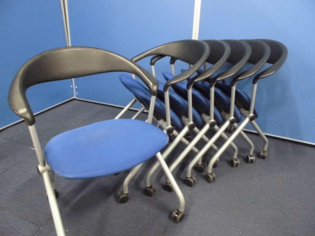 【簡単収納】内田洋行｜ネスティングチェア/ミーティングチェア6脚セット｜ブルー×ブラック【セット商品】
                        
                                    中古
            