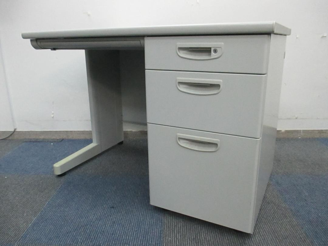 【使い易い幅1000ｍｍタイプ】ＬＩＯＮ製　片袖机　幅1000ｍｍ【ライトグレー色】
                        ビジネスデスクED
                                    中古
            