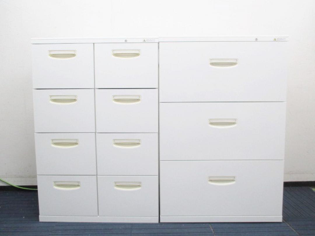 50,000円⇒39,800円【ホワイト色がイイネ！】このセット品はカッコイイ組み合わせですね｜セパレートロックダブルバーチカルキャビネット×3段ラテラル（引き出し）｜お洒落で便利！【セット商品】【値下品】
                        SA
                                    中古
            