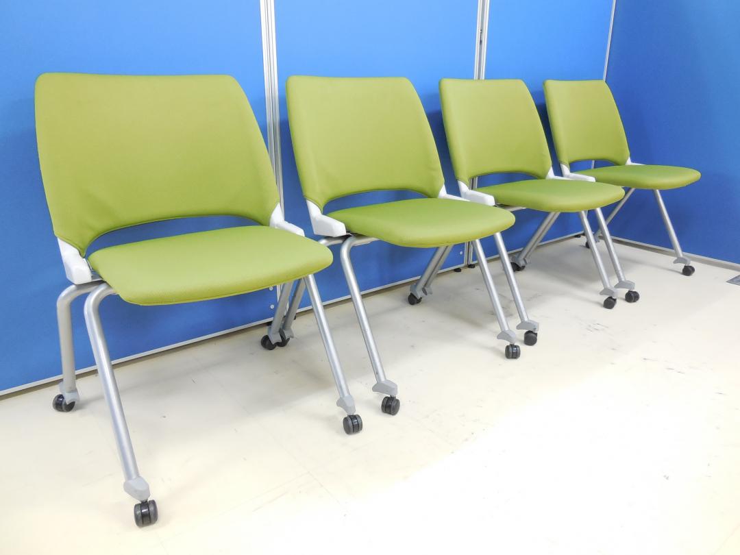 【4脚セット商品！】スタッキングチェア 内田洋行製■垂直・平行と2種類のスタック収納可能です！■やさしいリーフグリーンカラー【ネスティングチェア】
                        FM-350C
                                    中古
            