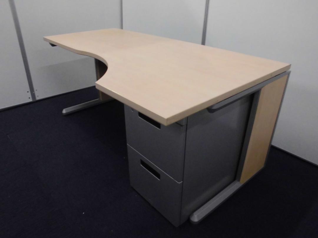 ラウンドデスク(右)+3段ワゴン｜オシャレなデザインと快適なオフィスワークを！【L字デスクのような使い心地】
                        
                                    中古
            