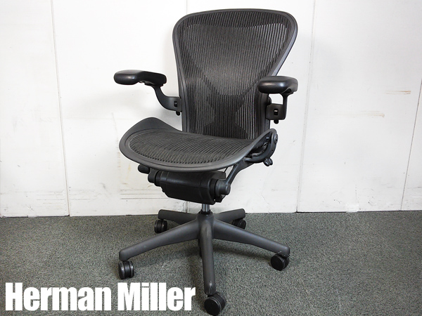 中古】アーロンチェア Herman Miller/ハーマンミラー 肘付ミドルバック