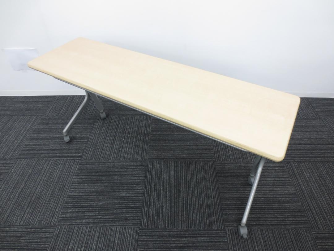 【会議用テーブル】平行スタックテーブル 幕板付き　1500mm×450mm700㎜ 内田洋行
ナチュラル色!! 
                        
                                    中古
            