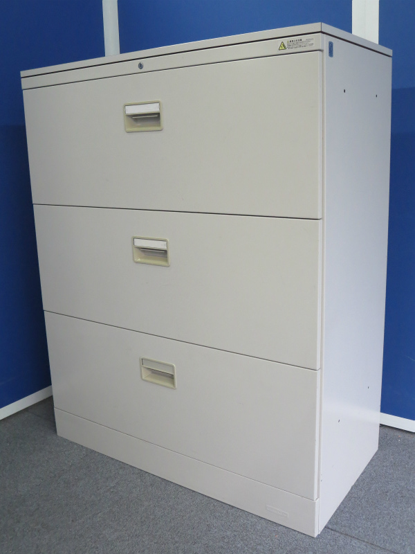 【ファイル整理におすすめ！】■3段ラテラル書庫　天板付　■オカムラ　42シリーズ　引出し型キャビネット
                        42収納システム
                                    中古
            