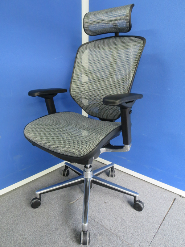【デスクワークが捗ります！】■エンジョイチェア　ヘッドレスト付　■グレー　可動肘付【Comfort Seating】
                        エンジョイ チェア 
                                    新品
            