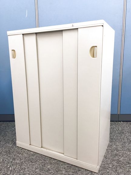 引違いキャビネット （ オカムラ ） ホワイト / SA　幅：800　奥行：450　高さ：1200　カラー：ホワイト オカムラ オフィスキャビネット 3枚引き違い書庫 引き戸書庫