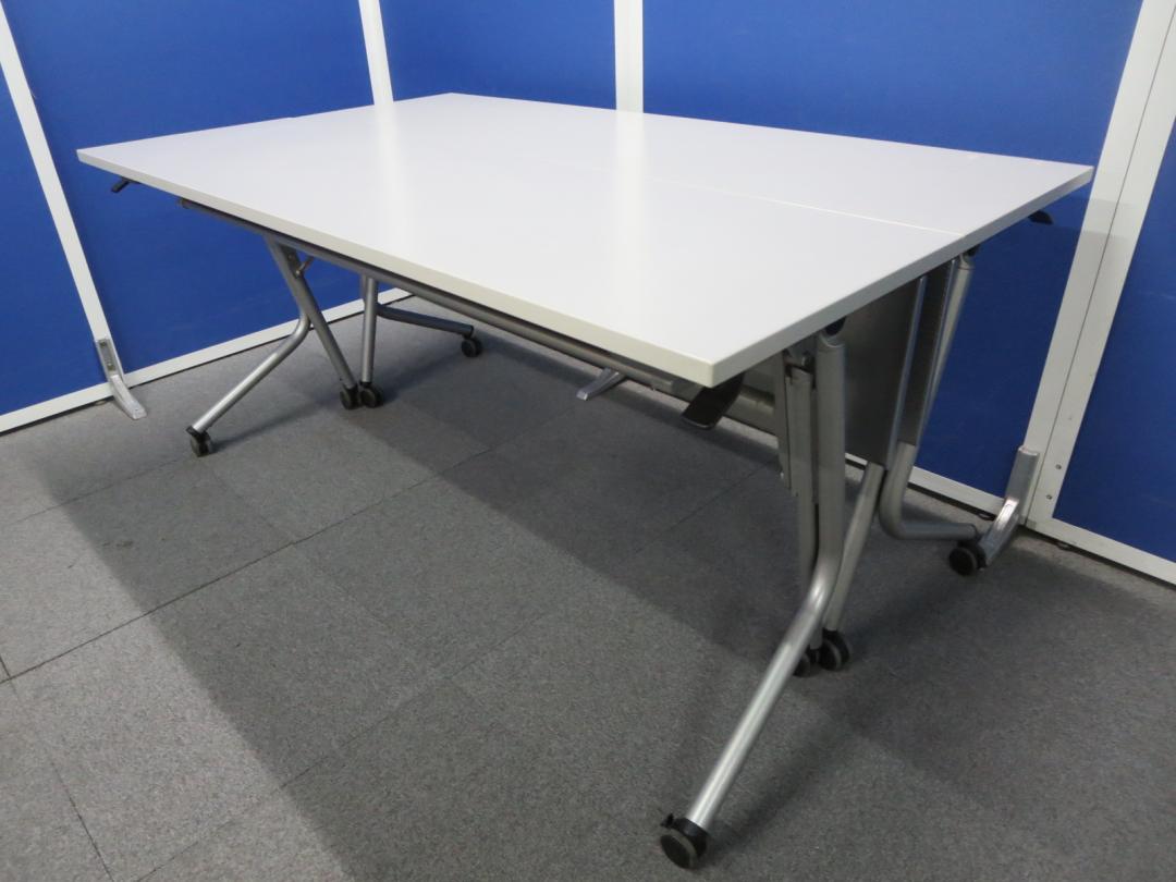 ■サイドスタックテーブル【2台セット】幕板パネル付 ■W1500×D450mm・ライトグレー　■岡村製作所（オカムラ）フラップ式会議テーブル・NESTIAシリーズ

                        ネスティア
                                    中古
            