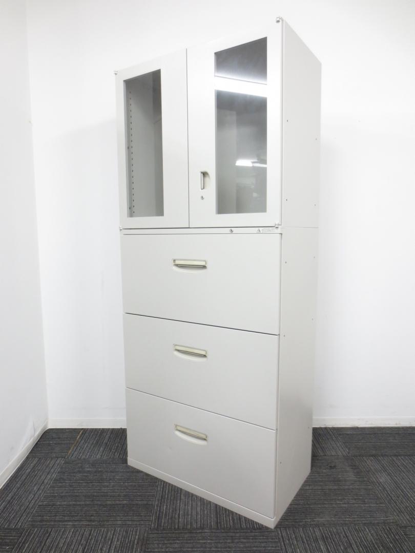 【品薄！ガラス書庫セット限定入荷！】オカムラ製の上下書庫セット　珍しいガラス戸タイプ
                        
                                    中古
            