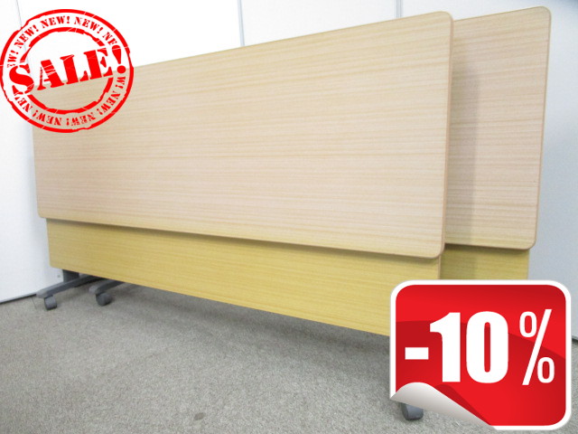 【2台セット割引10%OFF!１台8820円！！】【レア商品！】天板から幕板まで木目調の癒し系ステックテーブルです！｜フラップテーブル｜ミーティングテーブル	
                        
                                    中古
            