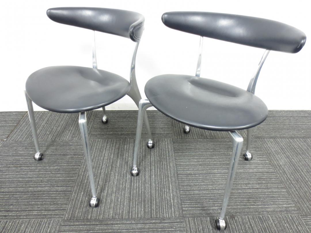 i【希少】 ADAL キャスター付き チェア 椅子 グレー 化粧台 オフィス