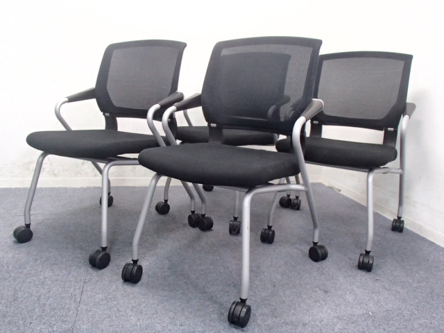 【セット商品！】コクヨ製｜ネスティングチェア｜肘付き｜おしゃれ｜ブラック 
                        サテリテ
                                    中古
            