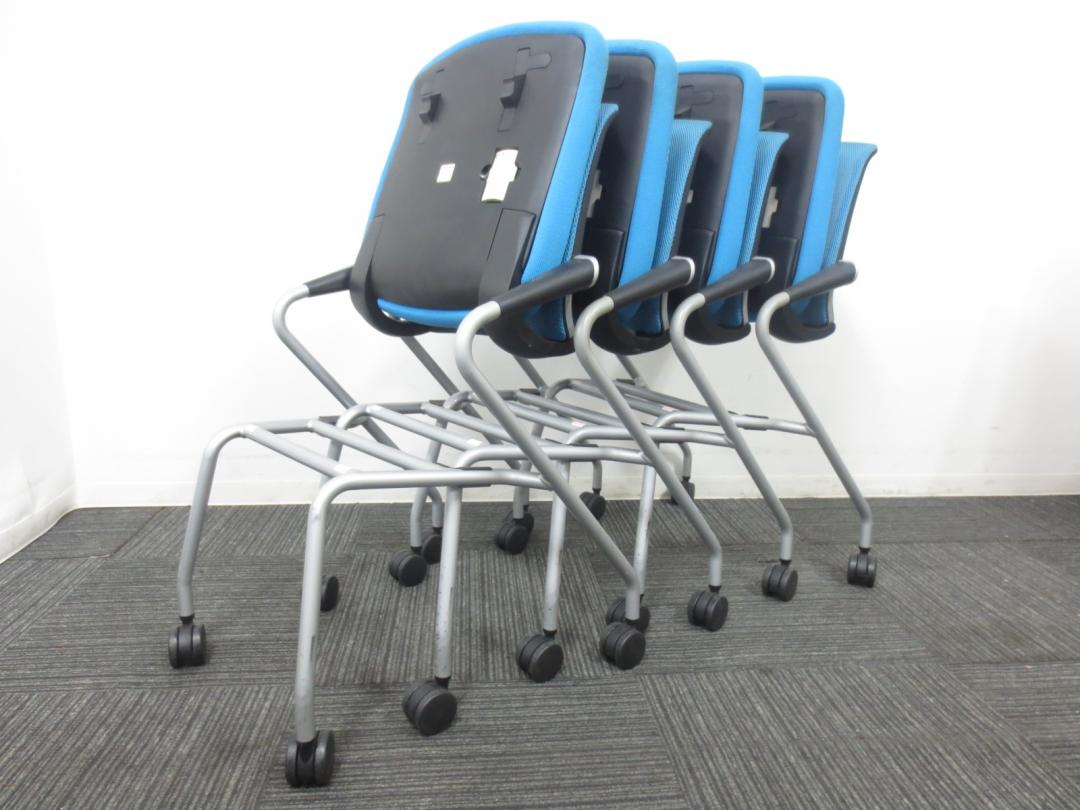 【3セット揃います！会議室に！応接室に！】■コクヨ■ネスティングチェア■ブルー【セット商品！】
                        サテリテ
                                    中古
            