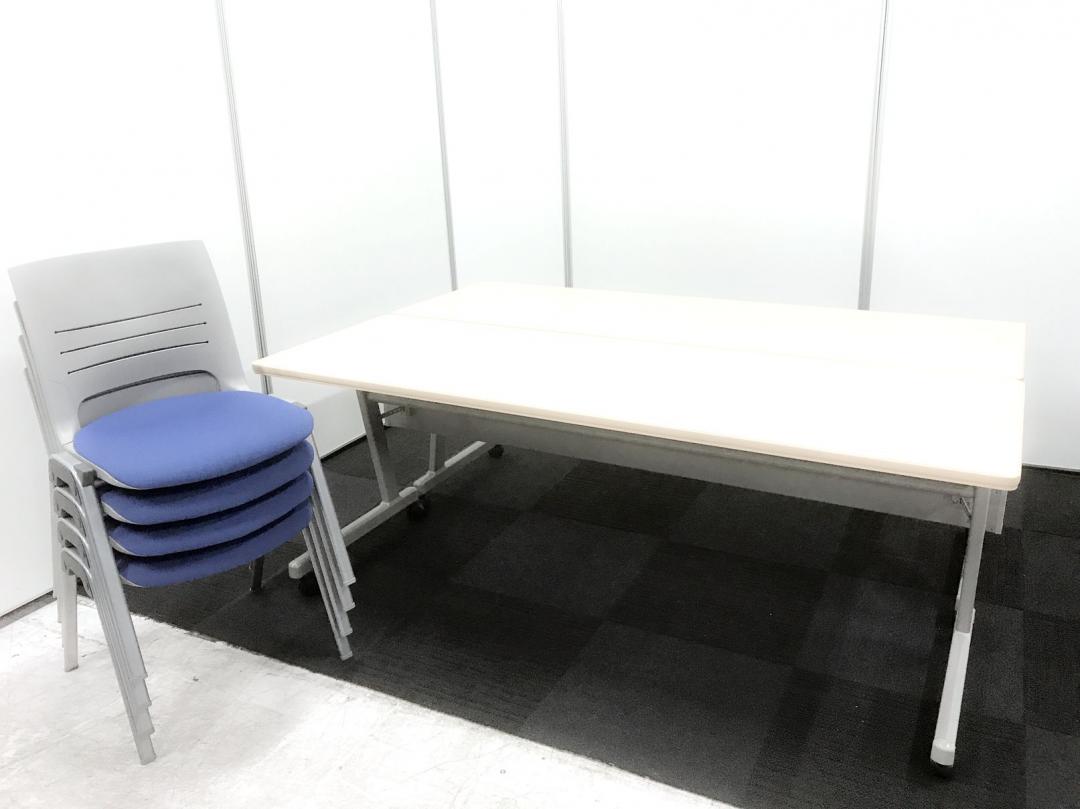 【ミーティングセット！】幅1800奥1200のミーティングテーブル×チェア4脚セット！【天板木目調！】
                        
                                    中古
            