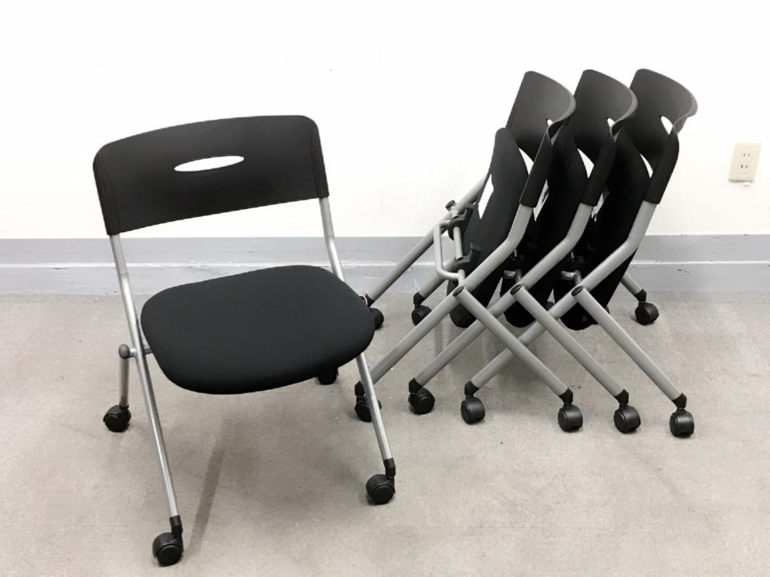 【KS】[状態良好][お得な四脚セット]会議椅子　ミーティングチェア　ネスティングチェア　重ねて収納
                        その他シリーズ
                                    中古
            
