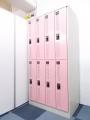 ■レア！！ピンク色ロッカー■女性の更衣室におすすめ■デザインも明るくオフィスを明るく致します！8人用ですので、急な増員にも対応できます！！