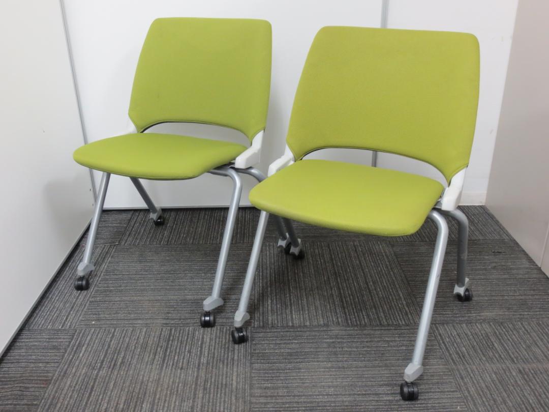 【スタッキングチェア2脚セット】■内田洋行製■スタッキングチェア■リーフグリーンカラー
                        FM-350
                                    中古
            