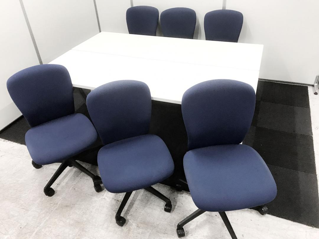 【6人用ミーティングセット！】明るいホワイト調テーブルと定番のブルーチェアセット！
                        その他シリーズ
                                    中古
            