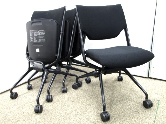 【４脚セット、かっこいい！】人気ブラックの会議チェア■座面厚めで快適■セットでお得
                        レクシブ
                                    中古
            