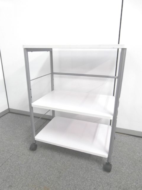 【横幅５５０ｍｍホワイトカラーのプリンター台・キャスター付】■プリンター台　■ホワイト　
                        -
                                    中古
            