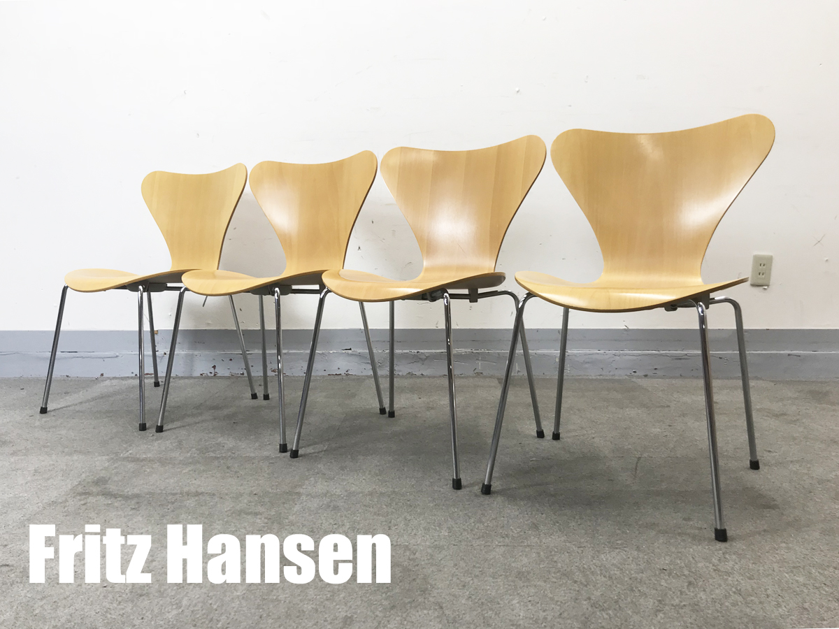 Fritz Hansen/フリッツハンセン　セブンチェア4脚セット　ビーチナチュラル　北欧　ヤコブセン
                        　
                                    中古
            