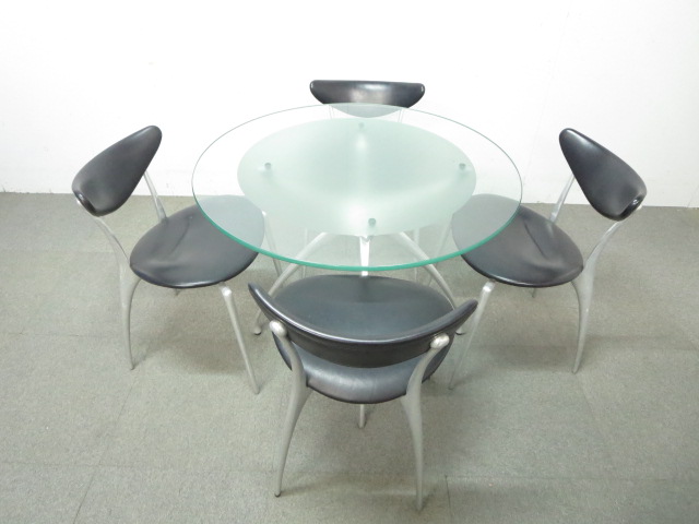 【ロビー用・商談用としてオススメ！】■リンクテーブル＆リンクチェア4脚セット【ADAL　LINK】【高級デザイン家具】
                        ADAL（アダル）　LINK（リンク）【デザイナー：蒲原 潤斉(Junji Kamahara) 】
                                    中古
            