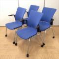 【レアなプラス椅子4脚セット】Cheddar(チェダー)シリーズ|キャスター付き|ブルー色でオフィスに最適！