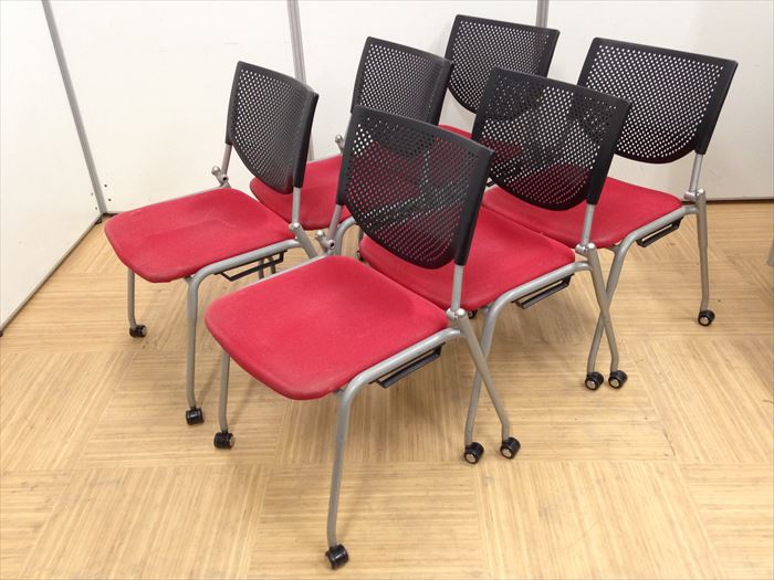【限定１台！6脚セット商品！】明るいレッド色の会議チェアの6脚セット入荷！
                        プロスタック
                                    中古
            