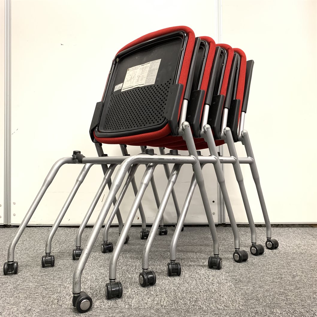 【お買い得！】【４脚セット！】【大量入荷！】オカムラ｜プロスタック　ブラック×レッド！
　
                        プロスタック
                                    中古
            