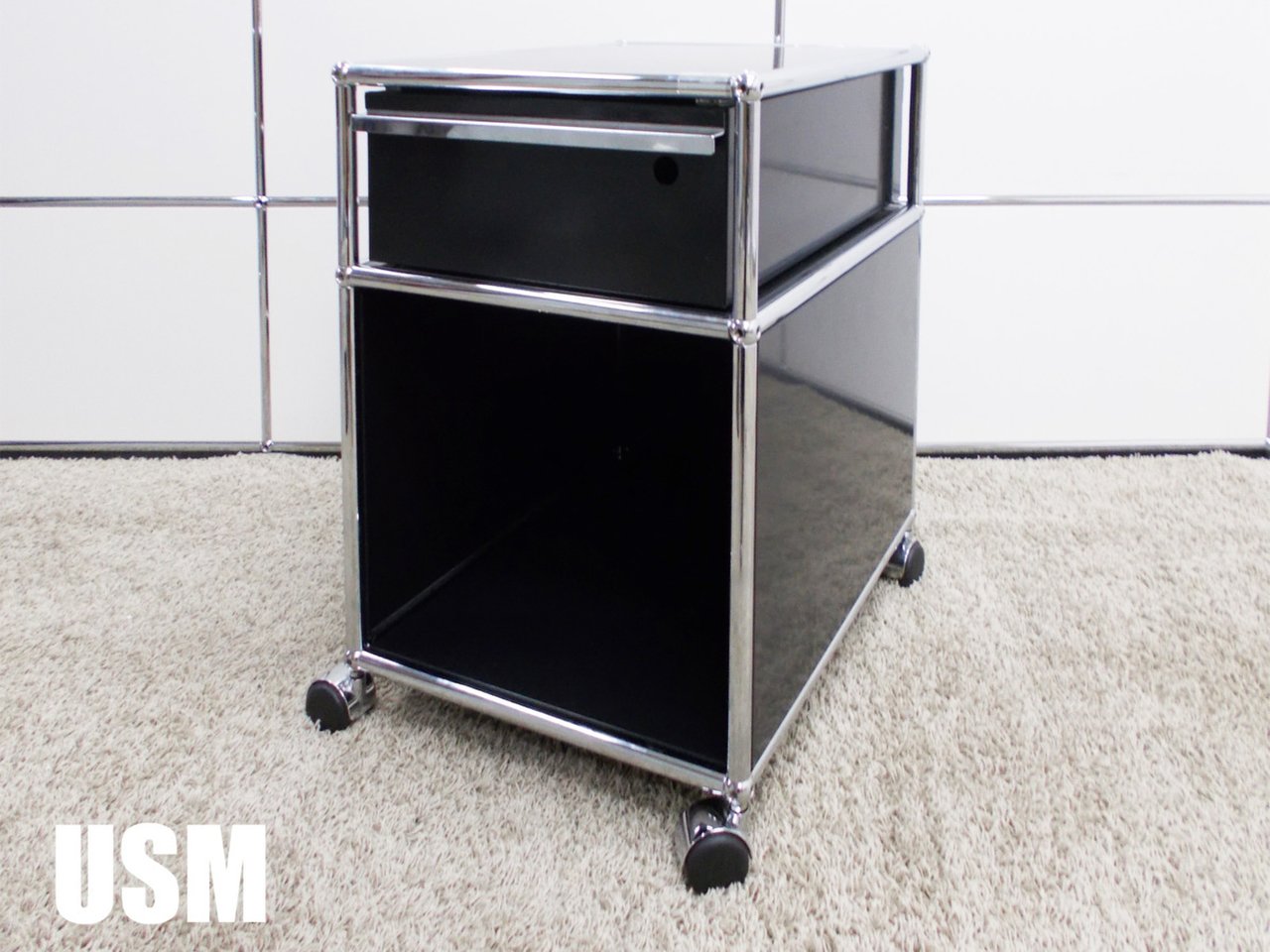 USMハラーシステム　デスクワゴン　ブラック USM USM ハラー 2段ワゴン ブラック 高さ610mm ステーショナリー