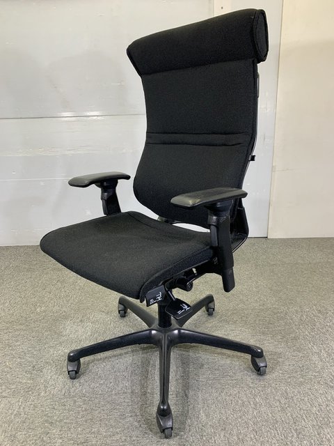 オカムラ 高級 本革 ハイバックチェア ERCIO 黒 35万円 - 椅子/チェア