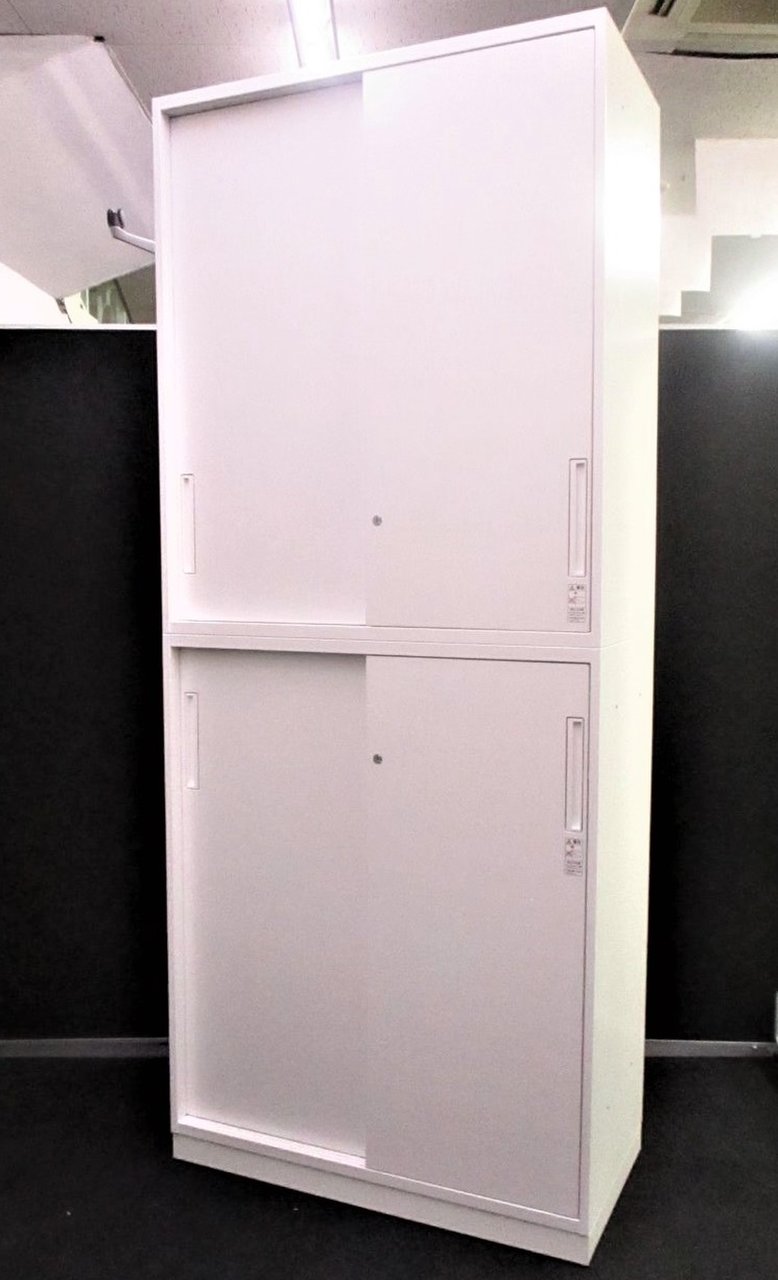 【スライド扉でスペースを有効活用！】■コクヨ製　上下引戸書庫セット　■EDIA（エディア）シリーズ　ホワイト
                        エディア 
                                    中古
            