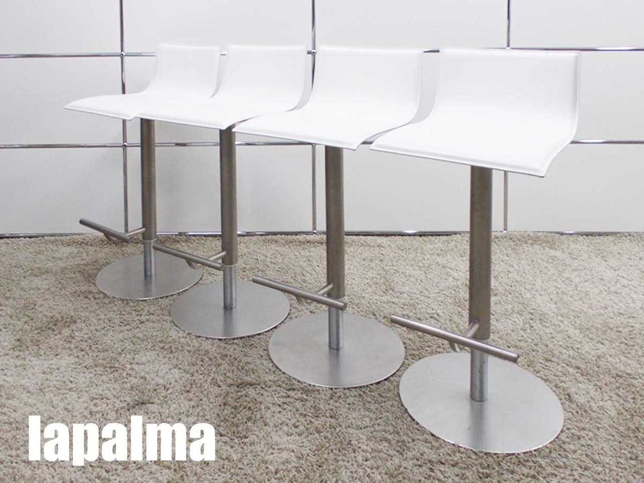 Lapalma ラパルマ ホワイトラミネート ハイスツール 2脚セットの