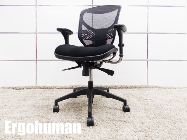 中古】エンジョイ Ergohuman/エルゴヒューマン 肘付ハイバックチェア