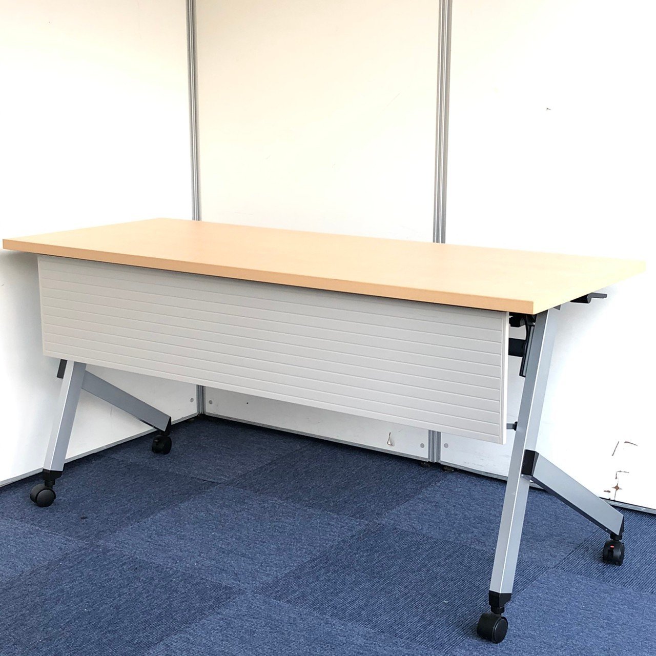 会議用テーブル 木目 1800x450 ウチダ製PLATTE スタック 