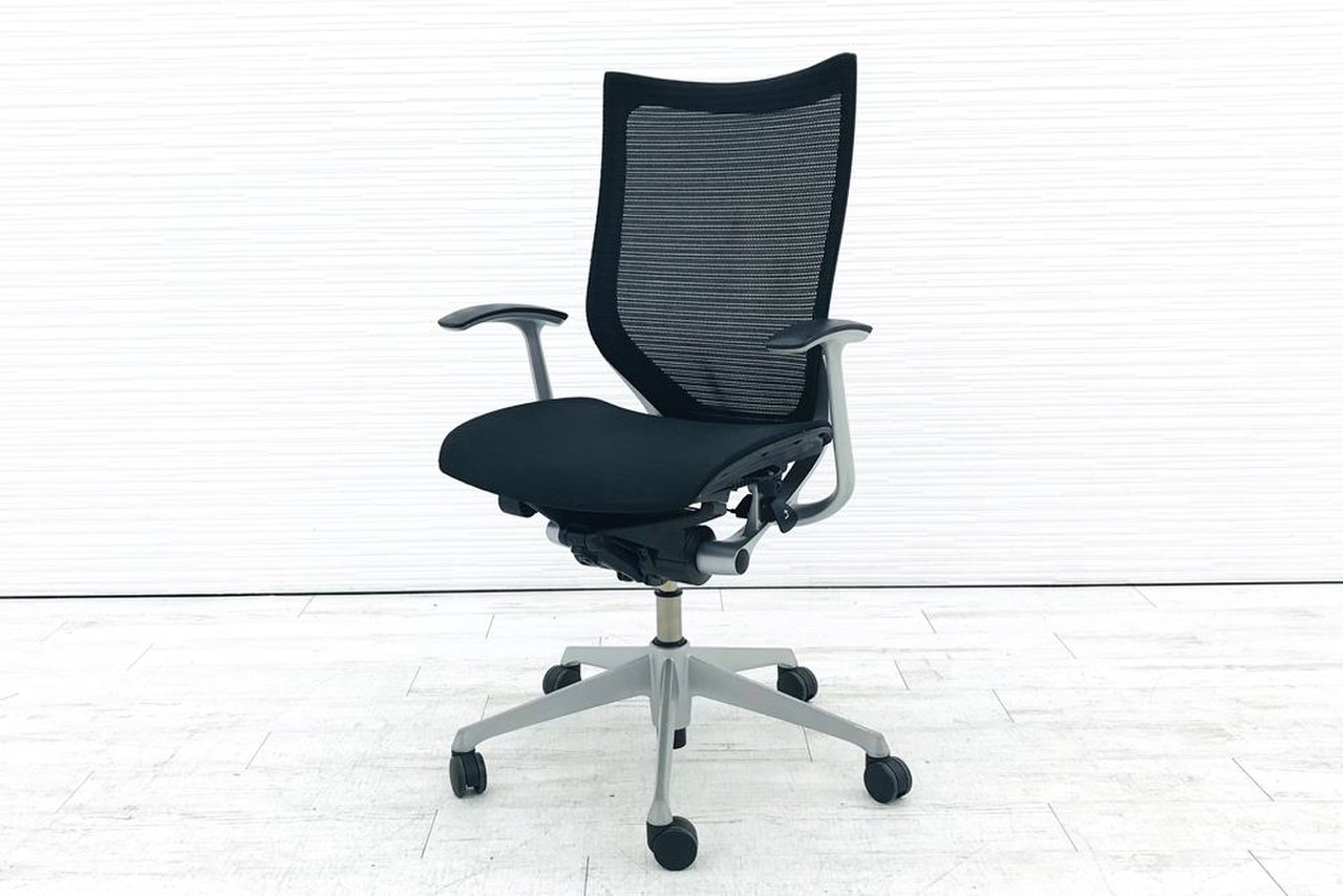 【訳あり】オカムラ（okamura）バロンチェア ハイバック メッシュ 中古】バロンメッシュチェア オカムラ/okamura 肘付ハイバック
