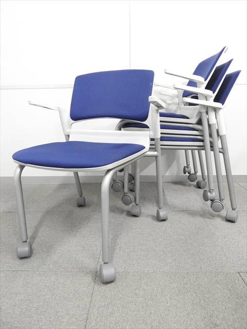 【4脚セット！10％オフです！】■ウチダ(UCHIDA)製　スタッキングチェア　ブルー
                        MF-180シリーズ
                                    中古
            