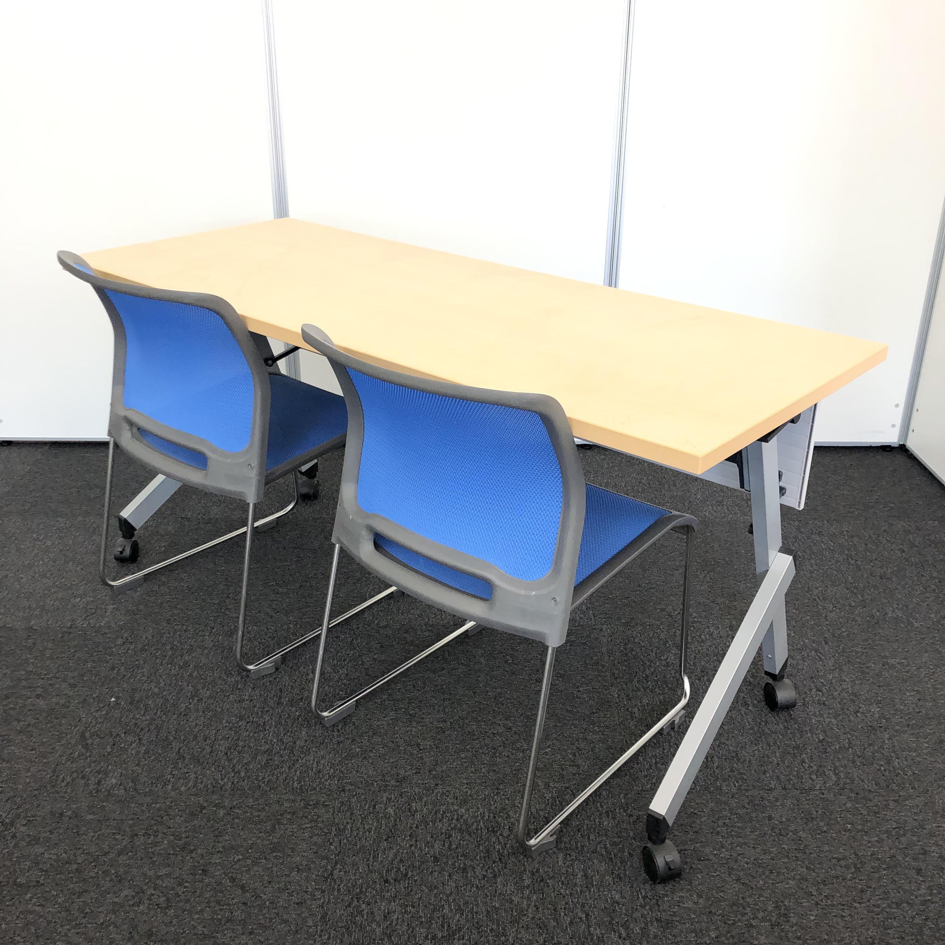 内田洋行（ウチダ）製｜サイドスタックテーブル＋チェアセット｜天板ナチュラル｜幕板付き｜オフィスバスターズ尼崎店　　
                        サイドスタックテーブル
                                    中古
            