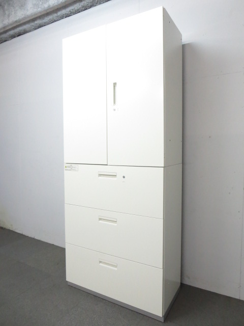 【人気のホワイトキャビ！入荷！】PLUS　L6シリーズ　書庫セット（両開き+3段ラテラル）　■色：ホワイト　高さ：２１５０㎜
                        L6
                                    中古
            