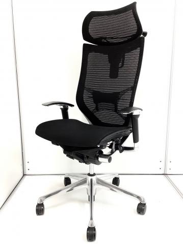 【KS】【ワンランク上の座り心地を実現！】■オカムラ製　バロンチェア　可動肘付　ブラック　ヘッドレスト付【オプションフル装備】
                        バロンメッシュチェア
                                    中古
            