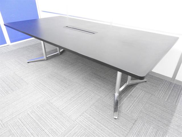 【希少なブラックカラー！】高級大型テーブルシリーズ　ラティオⅡ（RatioⅡ）　配線BOX付　※一枚天板につき搬入経路要確認【幅2400㎜】